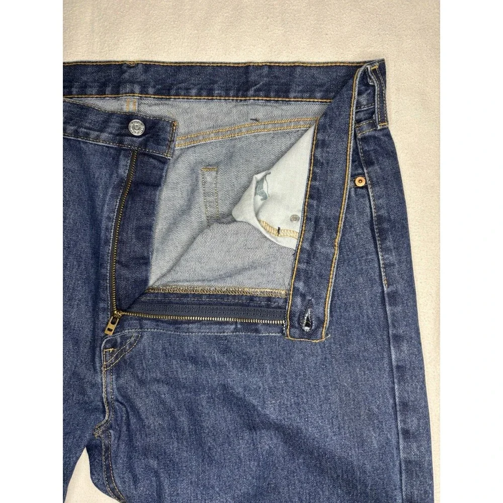 Levi's 505 Regular Fit Jeans Mens 42x32 Blue‎ Excellent Straight Leg Denim